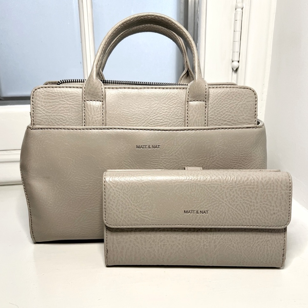 Matt & Nat Women’s Gloriasm Small Vegan Satchel Crossbody and Wallet Set Gray